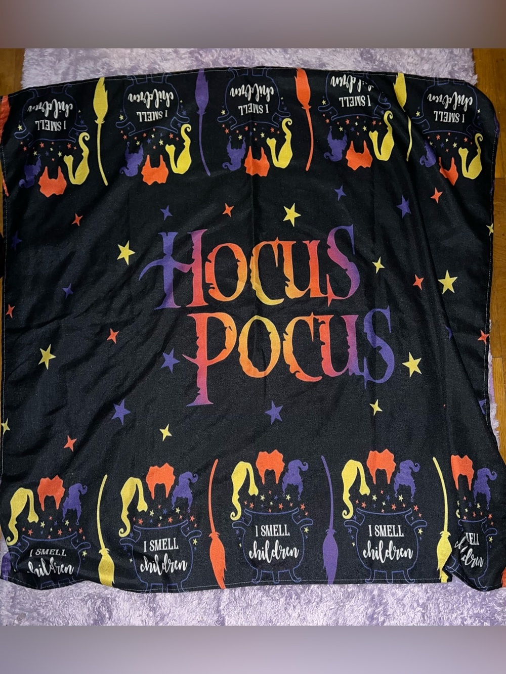 EUC Hocus Pocus fabric tablecloth 54x54"